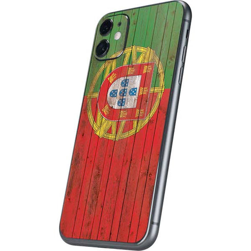 Portuguese Flag Dark Wood iPhone 11 Skin